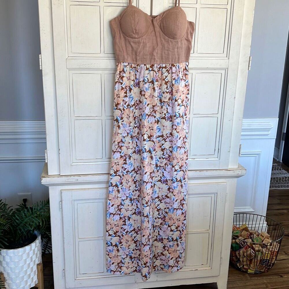 NWT Band Of The Free size large maxi
dress linen top floral bottom